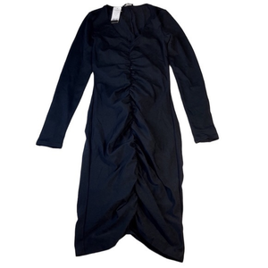 Bebe Womens Gathered Casual Long Sleeve Black‎ Dress Size XS